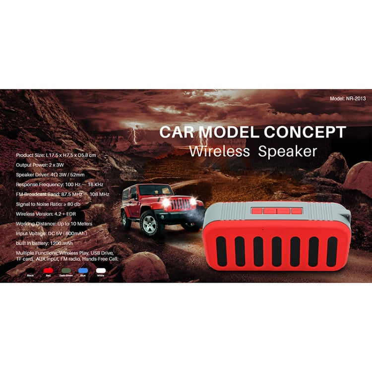 NewRixing NR-2013 TWS Car Exhaust Duct-shaped Bluetooth Speaker(Green)
