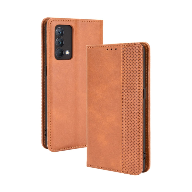 For OPPO Realme GT Master Magnetic Buckle Retro Pattern Horizontal Flip Leather Case with Holder & Card Slot & Wallet(Brown)