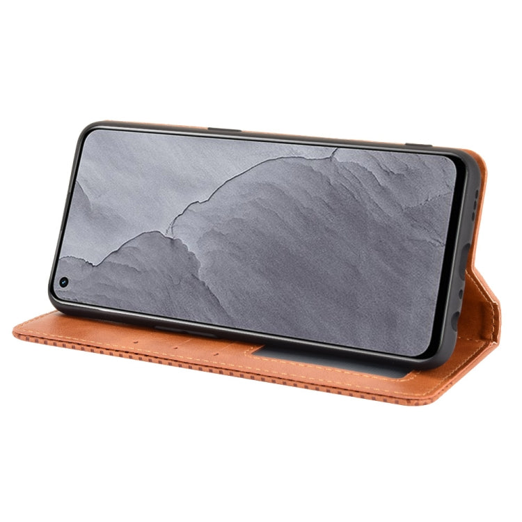 For OPPO Realme GT Master Magnetic Buckle Retro Pattern Horizontal Flip Leather Case with Holder & Card Slot & Wallet(Brown)