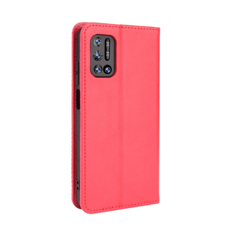 For Doogee N40 Pro Magnetic Buckle Retro Pattern Horizontal Flip Leather Case with Holder & Card Slot & Wallet(Red)