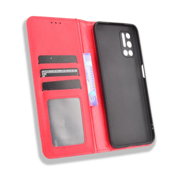 For Doogee N40 Pro Magnetic Buckle Retro Pattern Horizontal Flip Leather Case with Holder & Card Slot & Wallet(Red)