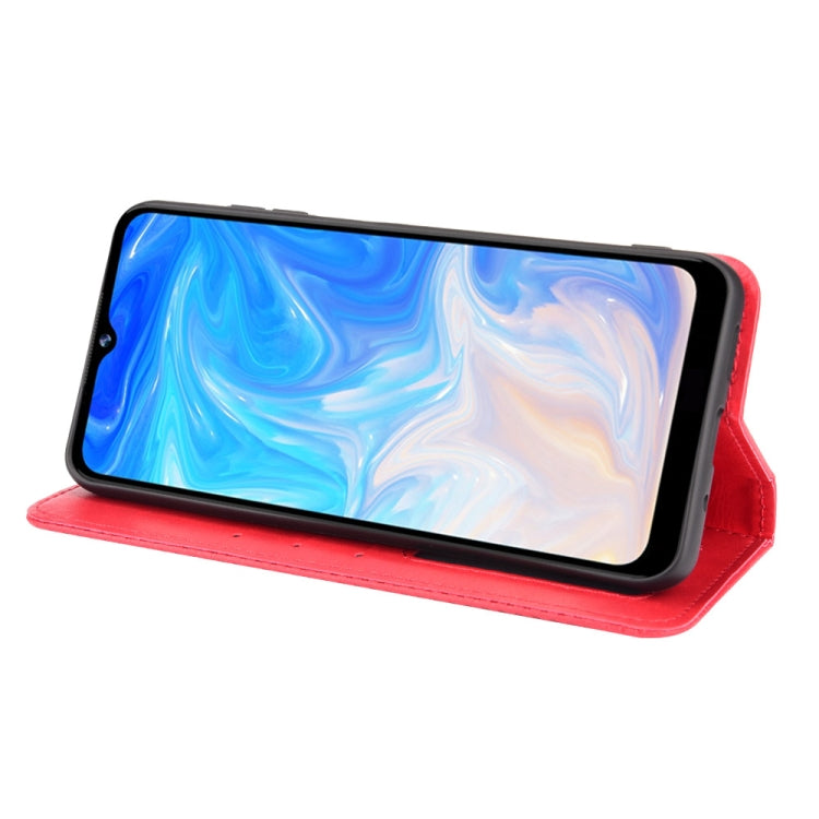 For Doogee N40 Pro Magnetic Buckle Retro Pattern Horizontal Flip Leather Case with Holder & Card Slot & Wallet(Red)