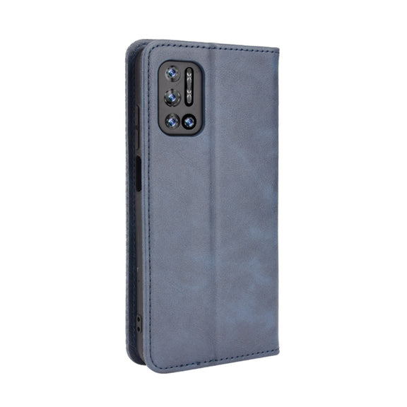 For Doogee N40 Pro Magnetic Buckle Retro Pattern Horizontal Flip Leather Case with Holder & Card Slot & Wallet(Blue)
