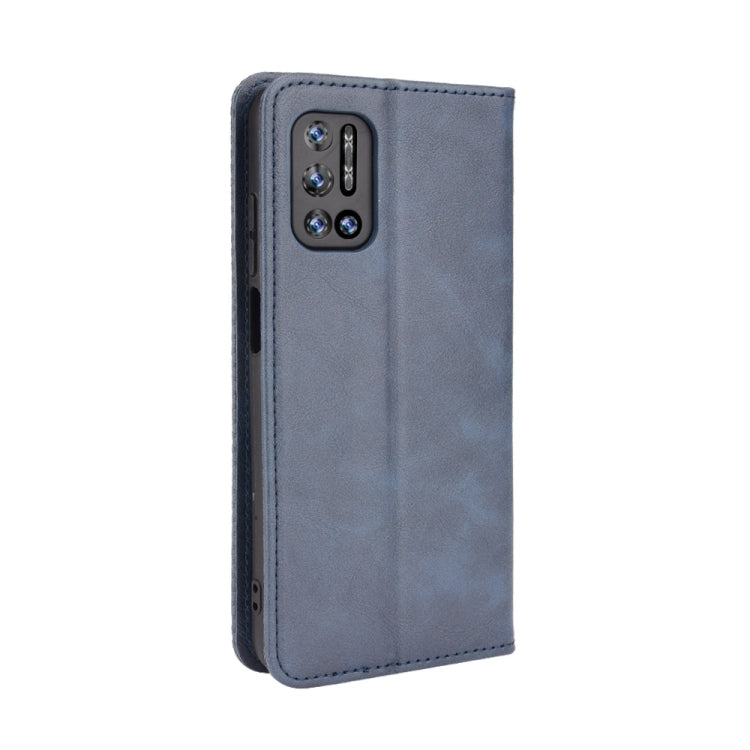 For Doogee N40 Pro Magnetic Buckle Retro Pattern Horizontal Flip Leather Case with Holder & Card Slot & Wallet(Blue)