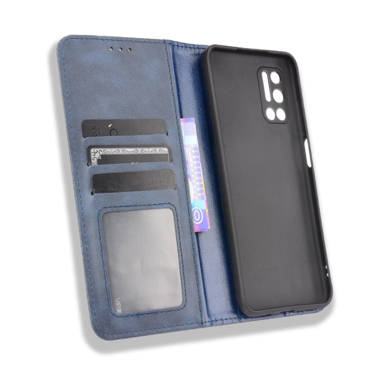 For Doogee N40 Pro Magnetic Buckle Retro Pattern Horizontal Flip Leather Case with Holder & Card Slot & Wallet(Blue)