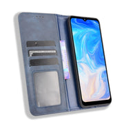 For Doogee N40 Pro Magnetic Buckle Retro Pattern Horizontal Flip Leather Case with Holder & Card Slot & Wallet(Blue)