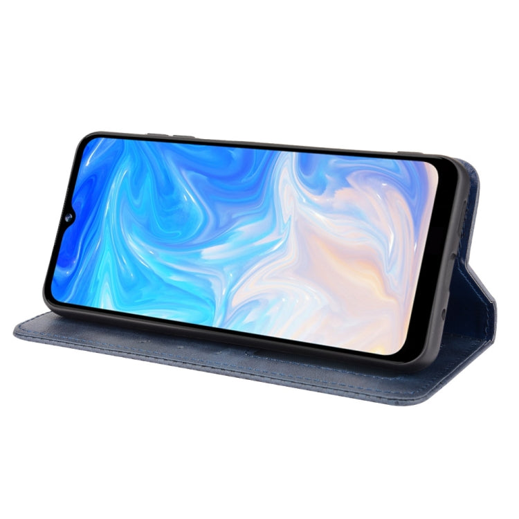 For Doogee N40 Pro Magnetic Buckle Retro Pattern Horizontal Flip Leather Case with Holder & Card Slot & Wallet(Blue)