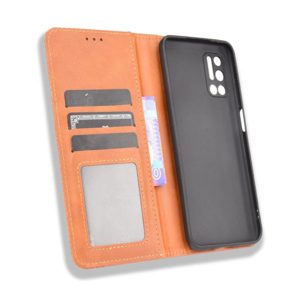 For Doogee N40 Pro Magnetic Buckle Retro Pattern Horizontal Flip Leather Case with Holder & Card Slot & Wallet(Brown)