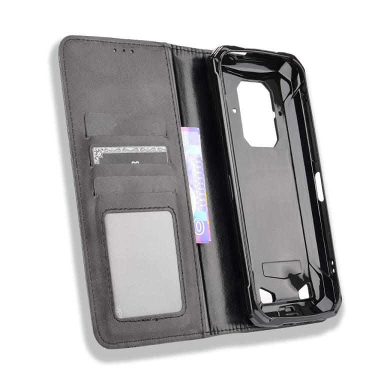 For Doogee S86 / S86 Pro Magnetic Buckle Retro Pattern Horizontal Flip Leather Case with Holder & Card Slot & Wallet(Black)
