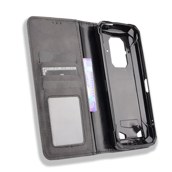 For Doogee S86 / S86 Pro Magnetic Buckle Retro Pattern Horizontal Flip Leather Case with Holder & Card Slot & Wallet(Black)