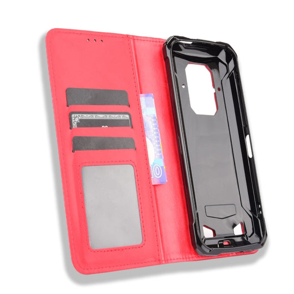 For Doogee S86 / S86 Pro Magnetic Buckle Retro Pattern Horizontal Flip Leather Case with Holder & Card Slot & Wallet(Red)