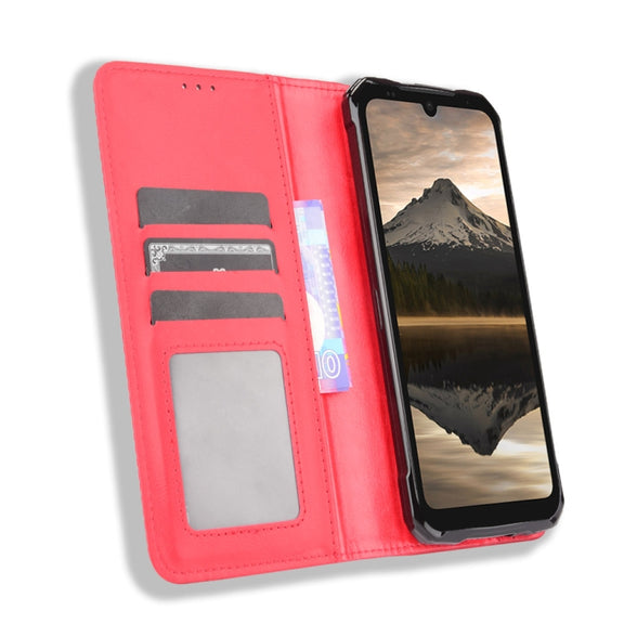 For Doogee S86 / S86 Pro Magnetic Buckle Retro Pattern Horizontal Flip Leather Case with Holder & Card Slot & Wallet(Red)