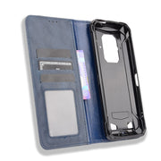 For Doogee S86 / S86 Pro Magnetic Buckle Retro Pattern Horizontal Flip Leather Case with Holder & Card Slot & Wallet(Blue)