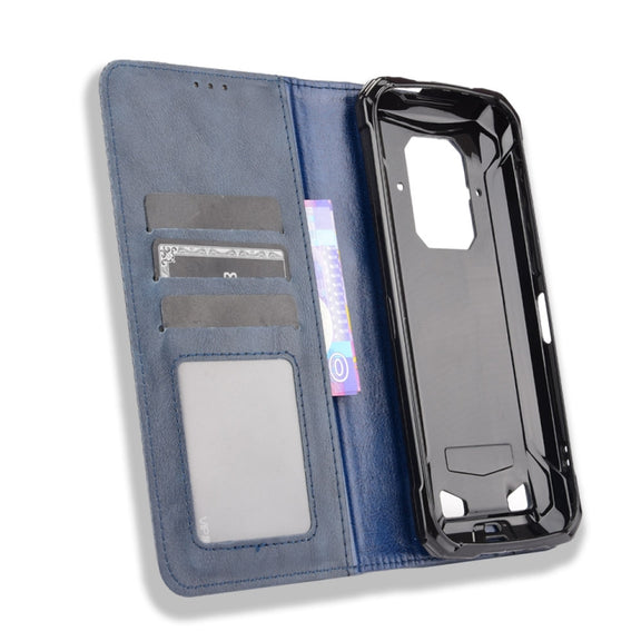 For Doogee S86 / S86 Pro Magnetic Buckle Retro Pattern Horizontal Flip Leather Case with Holder & Card Slot & Wallet(Blue)