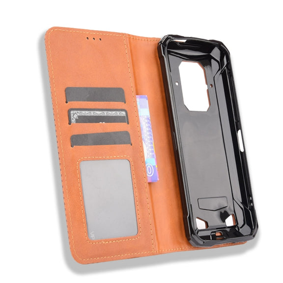 For Doogee S86 / S86 Pro Magnetic Buckle Retro Pattern Horizontal Flip Leather Case with Holder & Card Slot & Wallet(Brown)