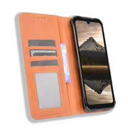 For Doogee S86 / S86 Pro Magnetic Buckle Retro Pattern Horizontal Flip Leather Case with Holder & Card Slot & Wallet(Brown)