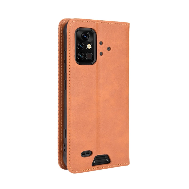 For UMIDIGI Bison Pro Magnetic Buckle Retro Pattern Horizontal Flip Leather Case with Holder & Card Slot & Wallet(Brown)