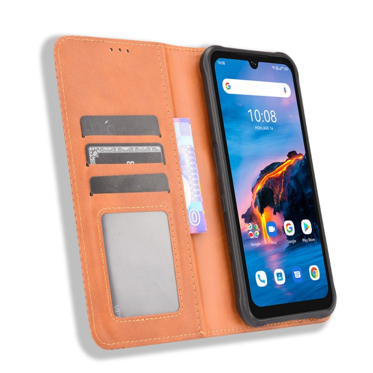 For UMIDIGI Bison Pro Magnetic Buckle Retro Pattern Horizontal Flip Leather Case with Holder & Card Slot & Wallet(Brown)