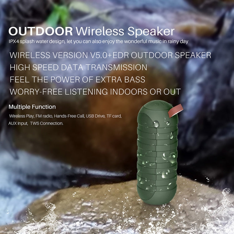 NewRixing NR-3025 TWS Outdoor Portable Splashproof Bluetooth Speaker with Flashlight Function(Green)