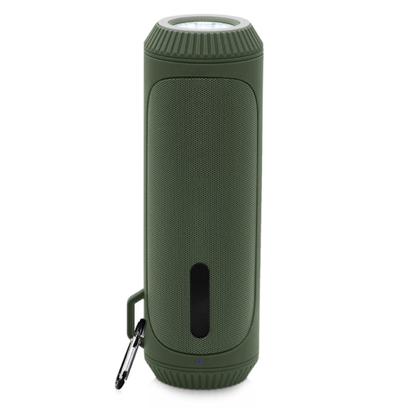 NewRixing NR-4016A TWS Outdoor Splashproof Bluetooth Speaker with Carabiner Handle & SOS Flashlight(Green)