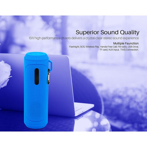 NewRixing NR-4016A TWS Outdoor Splashproof Bluetooth Speaker with Carabiner Handle & SOS Flashlight(Red)