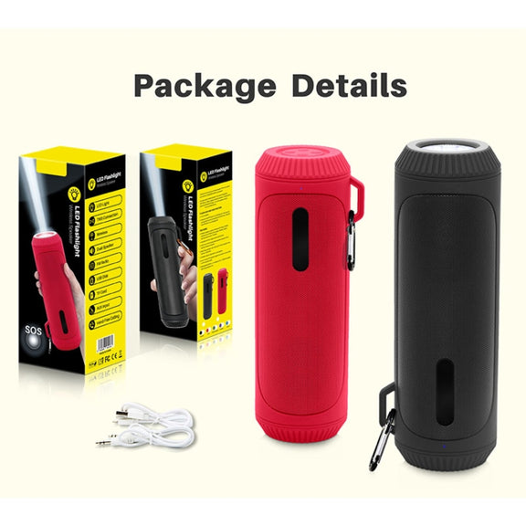 NewRixing NR-4016A TWS Outdoor Splashproof Bluetooth Speaker with Carabiner Handle & SOS Flashlight(Red)