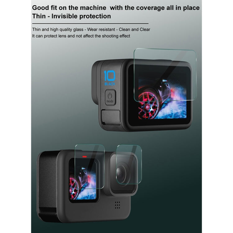 For GoPro HERO10 Black IMAK 3 in 1 Camera Lens and Screen Tempered Glass Film