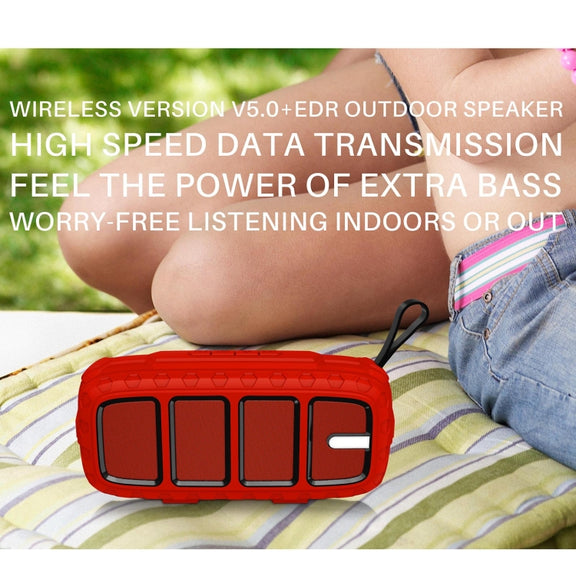 NewRixing NR-5018 Outdoor Portable Bluetooth Speaker, Support Hands-free Call / TF Card / FM / U Disk(Red+Black)