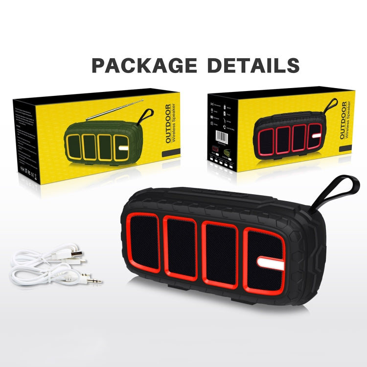 NewRixing NR-5018 Outdoor Portable Bluetooth Speaker, Support Hands-free Call / TF Card / FM / U Disk(Red+Black)