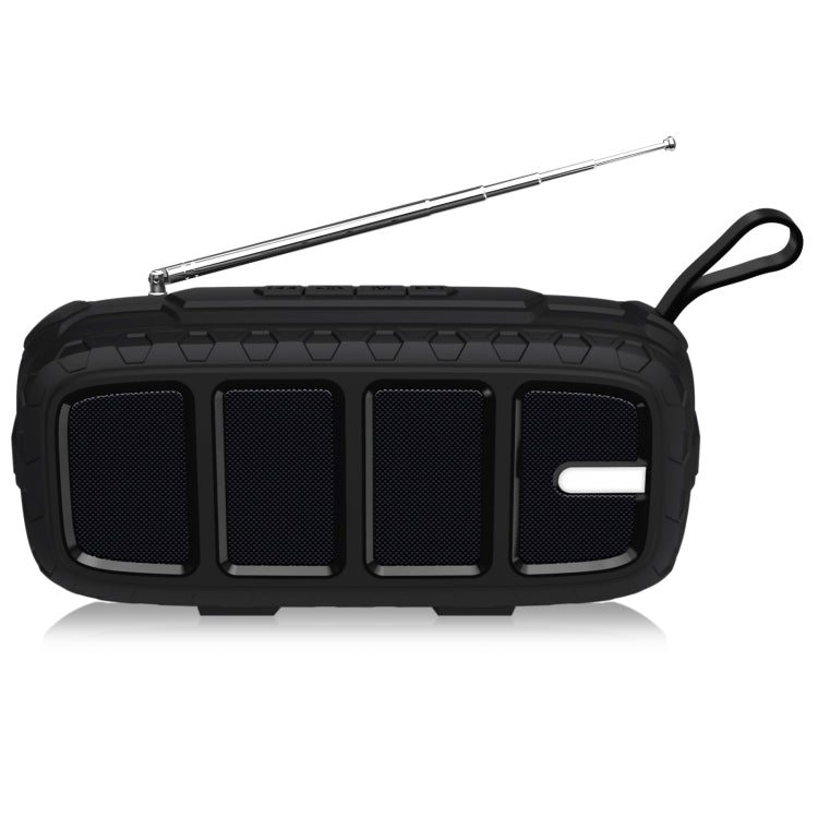 NewRixing NR-5018FM Outdoor Portable Bluetooth Speaker with Antenna, Support Hands-free Call / TF Card / FM / U Disk(Black)
