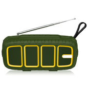 NewRixing NR-5018FM Outdoor Portable Bluetooth Speaker with Antenna, Support Hands-free Call / TF Card / FM / U Disk(Green+Yellow)