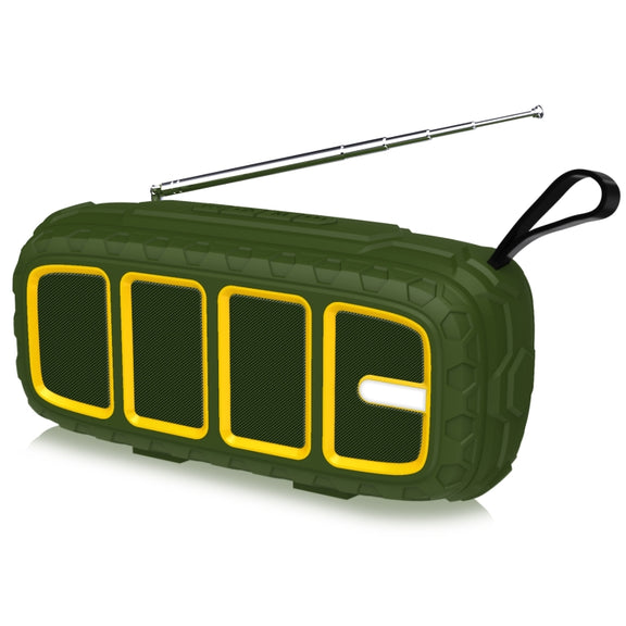NewRixing NR-5018FM Outdoor Portable Bluetooth Speaker with Antenna, Support Hands-free Call / TF Card / FM / U Disk(Green+Yellow)