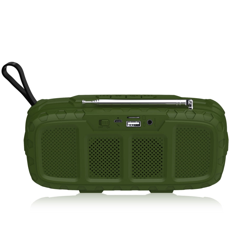 NewRixing NR-5018FM Outdoor Portable Bluetooth Speaker with Antenna, Support Hands-free Call / TF Card / FM / U Disk(Green+Yellow)