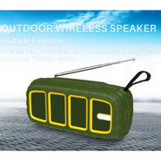 NewRixing NR-5018FM Outdoor Portable Bluetooth Speaker with Antenna, Support Hands-free Call / TF Card / FM / U Disk(Green+Yellow)