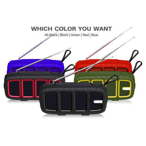 NewRixing NR-5018FM Outdoor Portable Bluetooth Speaker with Antenna, Support Hands-free Call / TF Card / FM / U Disk(Red+Black)
