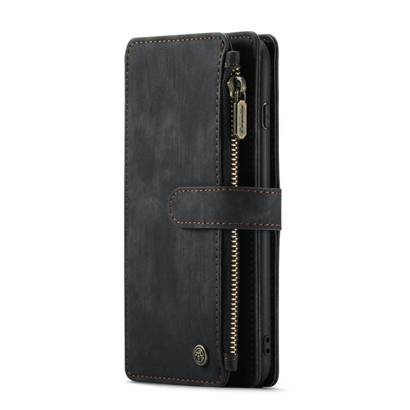 CaseMe-C30 PU + TPU Multifunctional Horizontal Flip Leather Case with Holder & Card Slot & Wallet & Zipper Pocket For iPhone 8 Plus & 7 Plus & 6 Plus(Black)