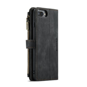 CaseMe-C30 PU + TPU Multifunctional Horizontal Flip Leather Case with Holder & Card Slot & Wallet & Zipper Pocket For iPhone 8 Plus & 7 Plus & 6 Plus(Black)