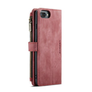 CaseMe-C30 PU + TPU Multifunctional Horizontal Flip Leather Case with Holder & Card Slot & Wallet & Zipper Pocket For iPhone 8 Plus & 7 Plus & 6 Plus(Red)
