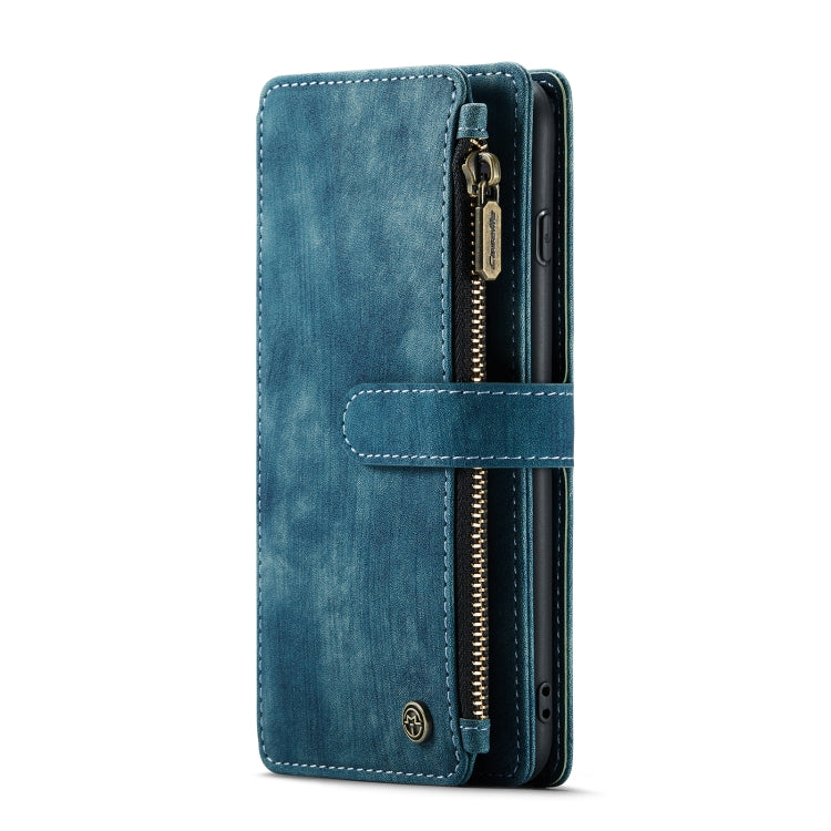 CaseMe-C30 PU + TPU Multifunctional Horizontal Flip Leather Case with Holder & Card Slot & Wallet & Zipper Pocket For iPhone 8 Plus & 7 Plus & 6 Plus(Blue)