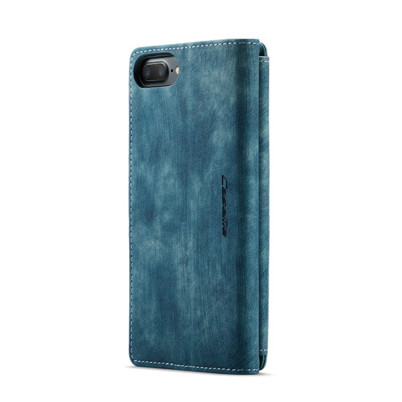 CaseMe-C30 PU + TPU Multifunctional Horizontal Flip Leather Case with Holder & Card Slot & Wallet & Zipper Pocket For iPhone 8 Plus & 7 Plus & 6 Plus(Blue)