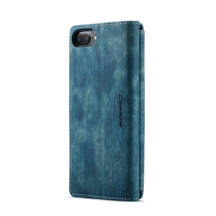CaseMe-C30 PU + TPU Multifunctional Horizontal Flip Leather Case with Holder & Card Slot & Wallet & Zipper Pocket For iPhone 8 Plus & 7 Plus & 6 Plus(Blue)