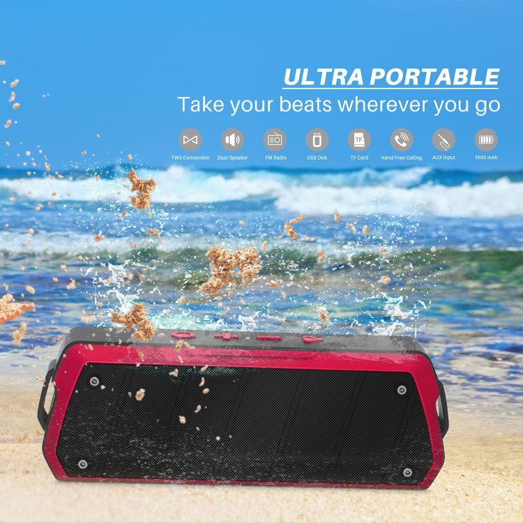 NewRixing NR-5000 IPX5 High Fidelity Bluetooth Speaker, Support Hands-free Call / TF Card / FM / U Disk(Grey)