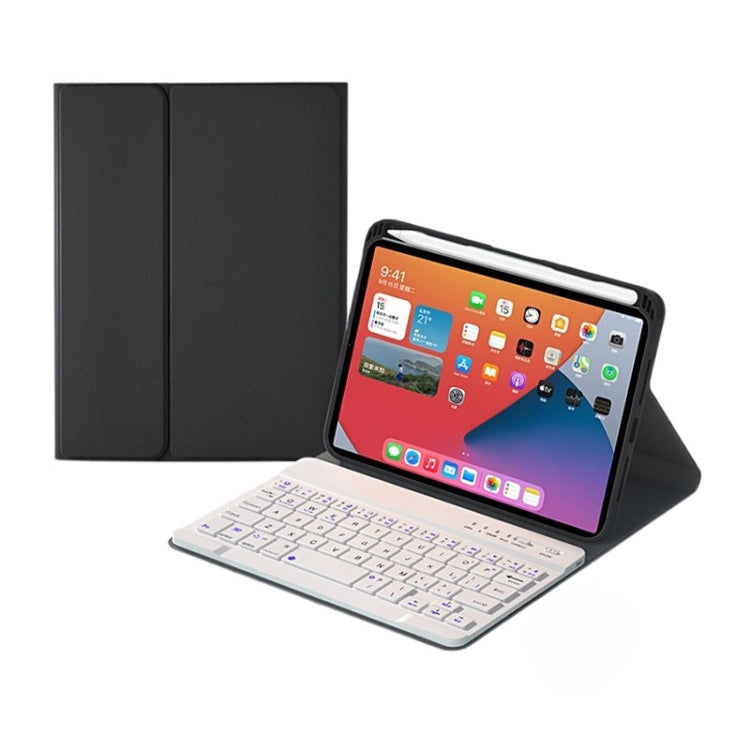 HK006 Square Keys Detachable Bluetooth Keyboard Leather Tablet Case with Holder for iPad mini 6(Black+White)