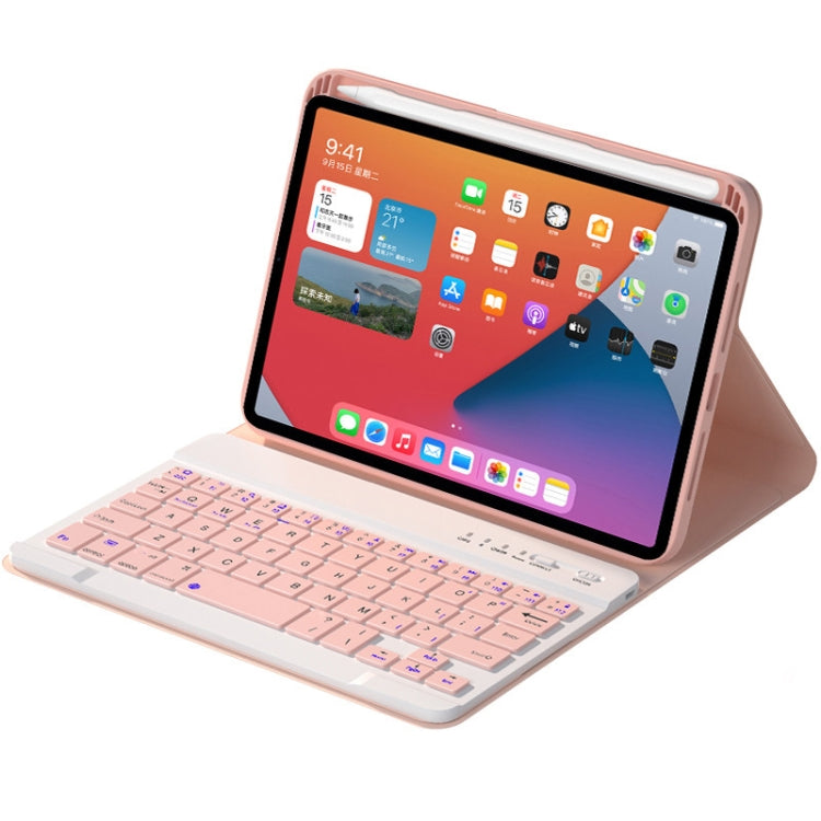 HK006 Square Keys Detachable Bluetooth Keyboard Leather Tablet Case with Holder for iPad mini 6(Pink)