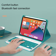 HK006 Square Keys Detachable Bluetooth Keyboard Leather Tablet Case with Holder for iPad mini 6(Black+White)