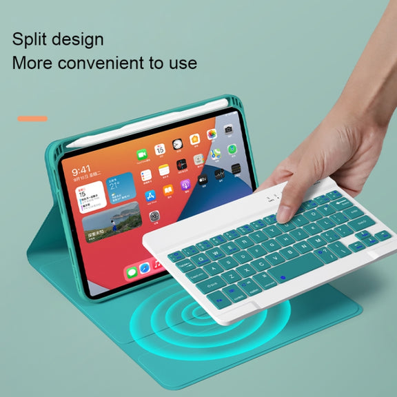 HK006 Square Keys Detachable Bluetooth Keyboard Leather Tablet Case with Holder for iPad mini 6(Black+White)