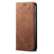 For iPhone 7 Plus / 8 Plus Denim Texture Casual Style Horizontal Flip Leather Case with Holder & Card Slots & Wallet(Brown)