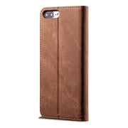 For iPhone 7 Plus / 8 Plus Denim Texture Casual Style Horizontal Flip Leather Case with Holder & Card Slots & Wallet(Brown)