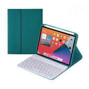 HY006 Round Keys Detachable Bluetooth Keyboard Leather Tablet Case with Holder for iPad mini 6(Dark Green)