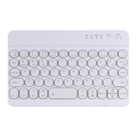 HY006D Round Keys Detachable Bluetooth Keyboard Leather Tablet Case with Colorful Backlight & Holder for iPad mini 6(Light Purple)